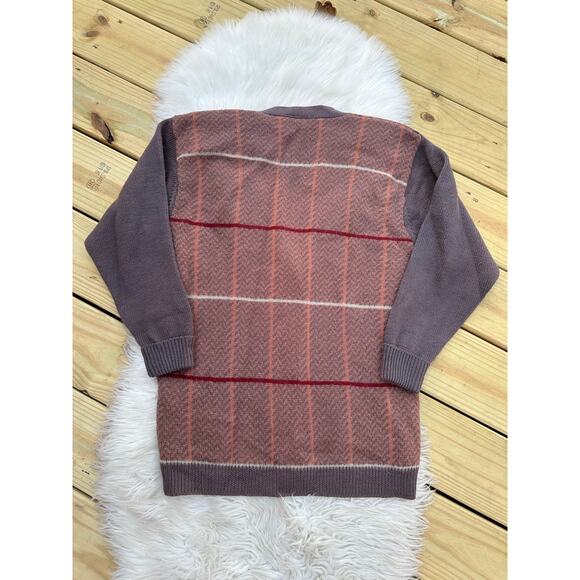 Vintage John Meyer Wool Stripe Chevron Button Sweater Cardigan - Picture 5 of 6